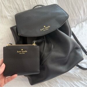 Kate Spade Black Leather Backpack